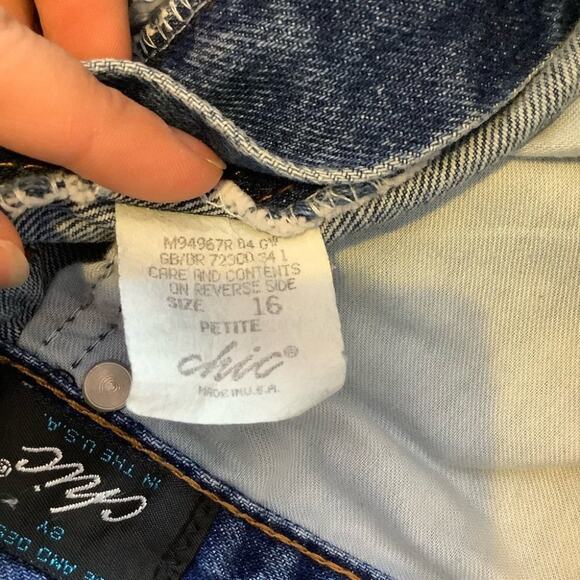 Chic Made in the USA Mom Jeans Short Size 16 Petite Cute Vintage Summer Blue - Picture 10 of 12